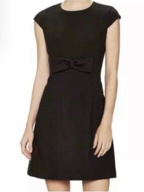 kate spade Black Cap-Sleeve Bow-Waist Mini Dress